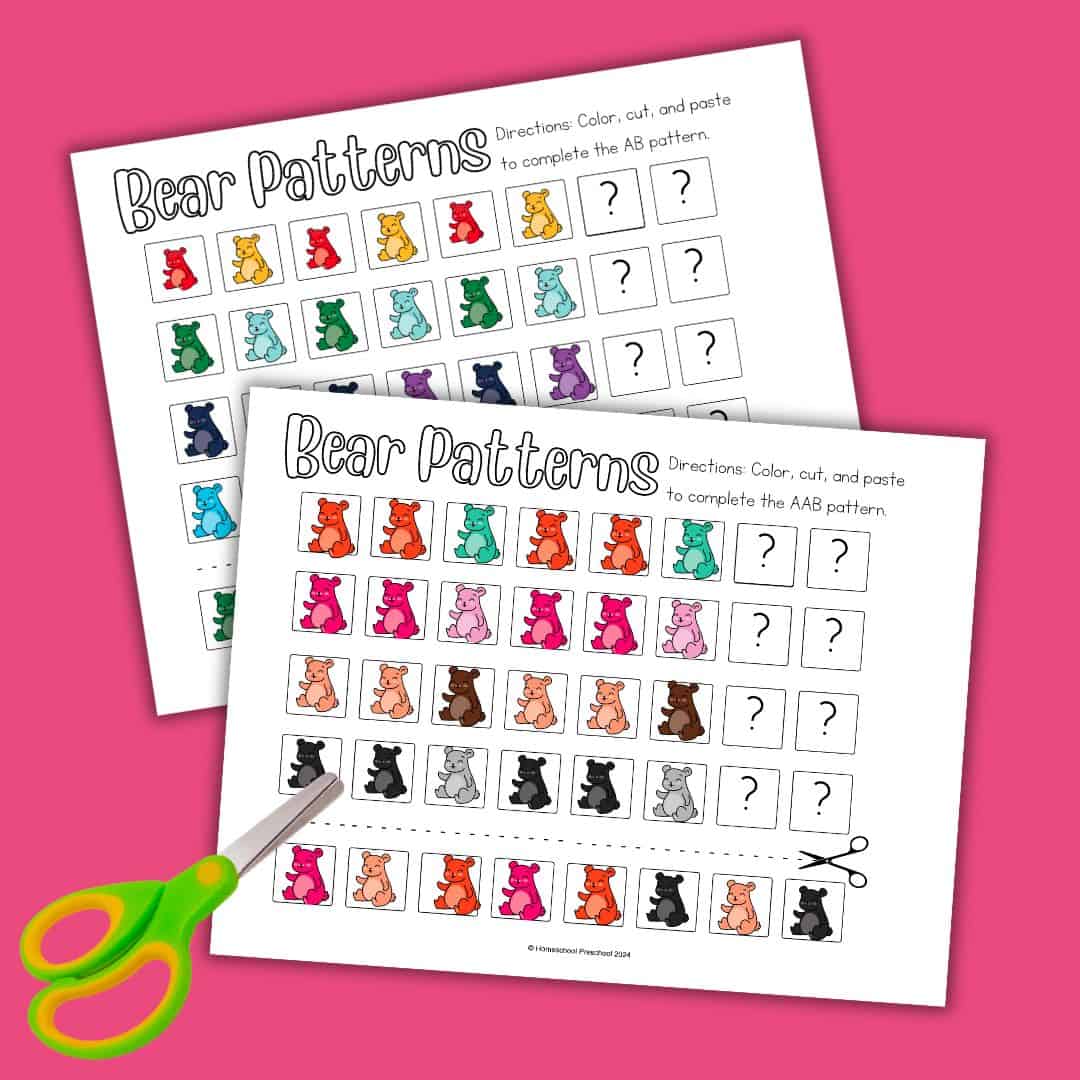 Bear Pattern Worksheets for Preschool: Early Math Made Fun
