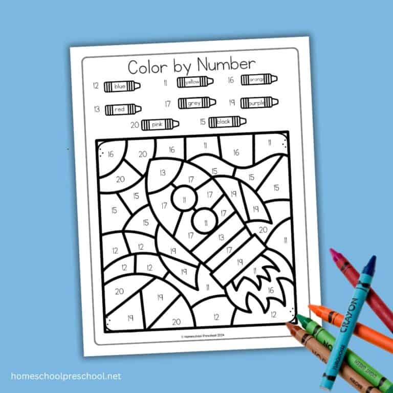 Color by Number Rocket Worksheet: Fun and Educational Activity for ...