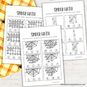 Free Spider Counting Preschool Worksheets and Activities