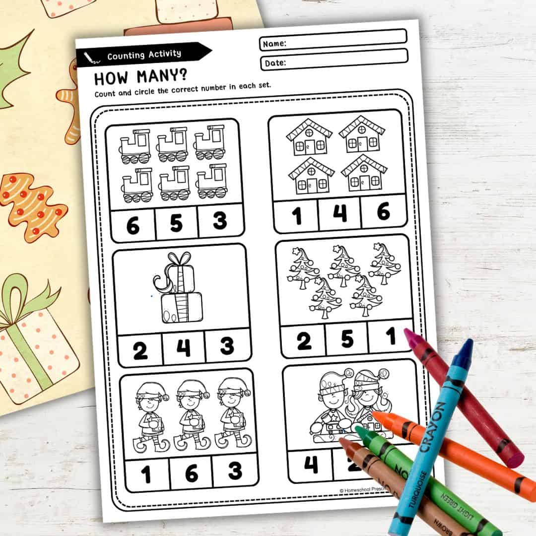 Free Elf Math Worksheets for Preschool Holiday Learning