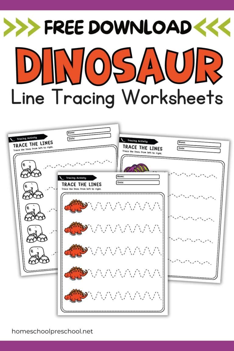Fun & Free Dinosaur Tracing Worksheets for Preschoolers