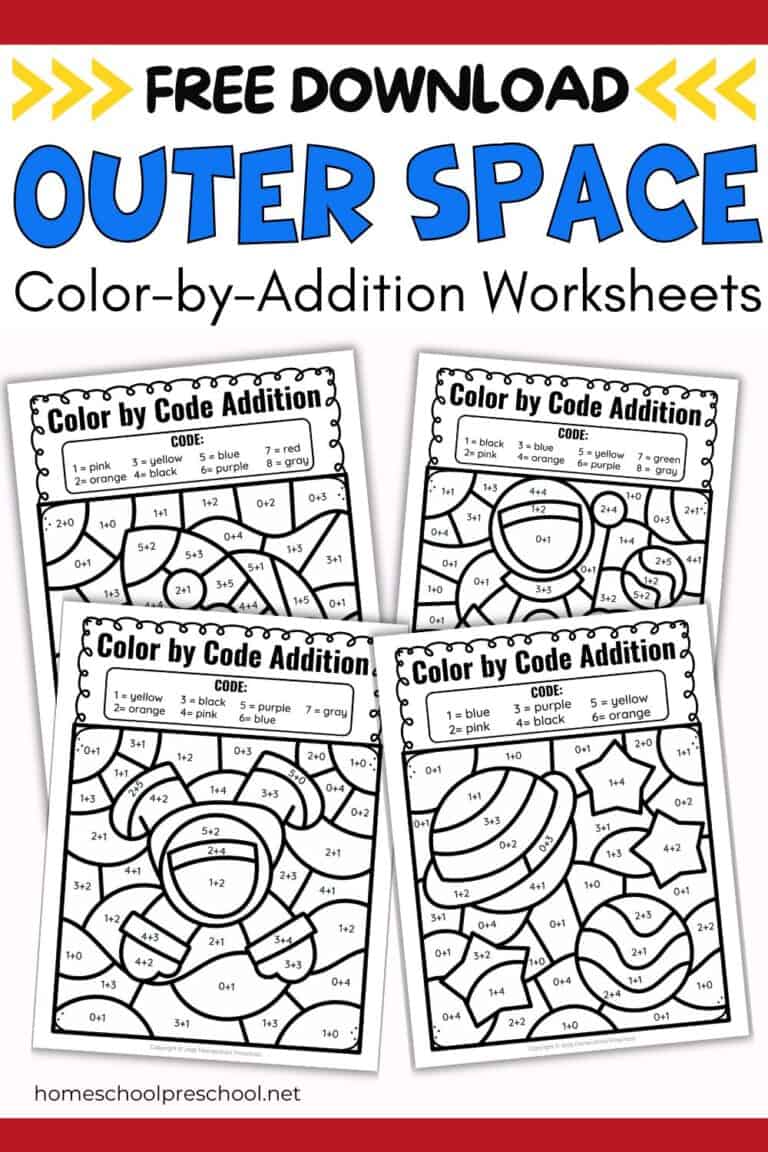 Free Printable Addition Color by Numbers for Kids
