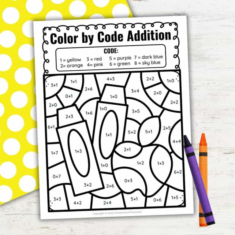 Crayon Color by Sum Worksheets for Fun Math Practice
