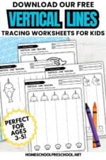 Vertical Line Tracing Worksheets for Preschoolers