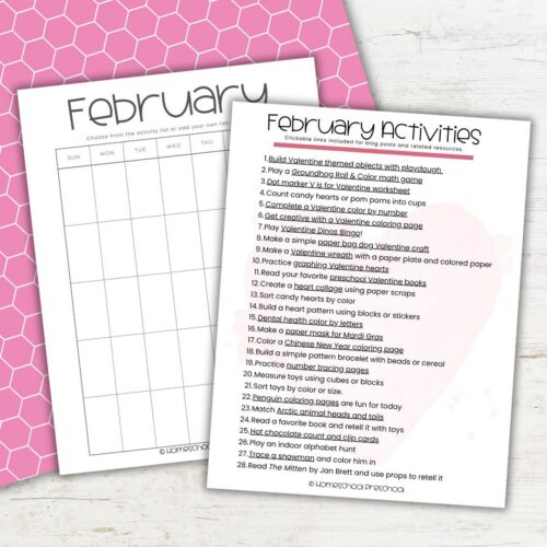 Preschool February Activities Calendar for Busy Parents
