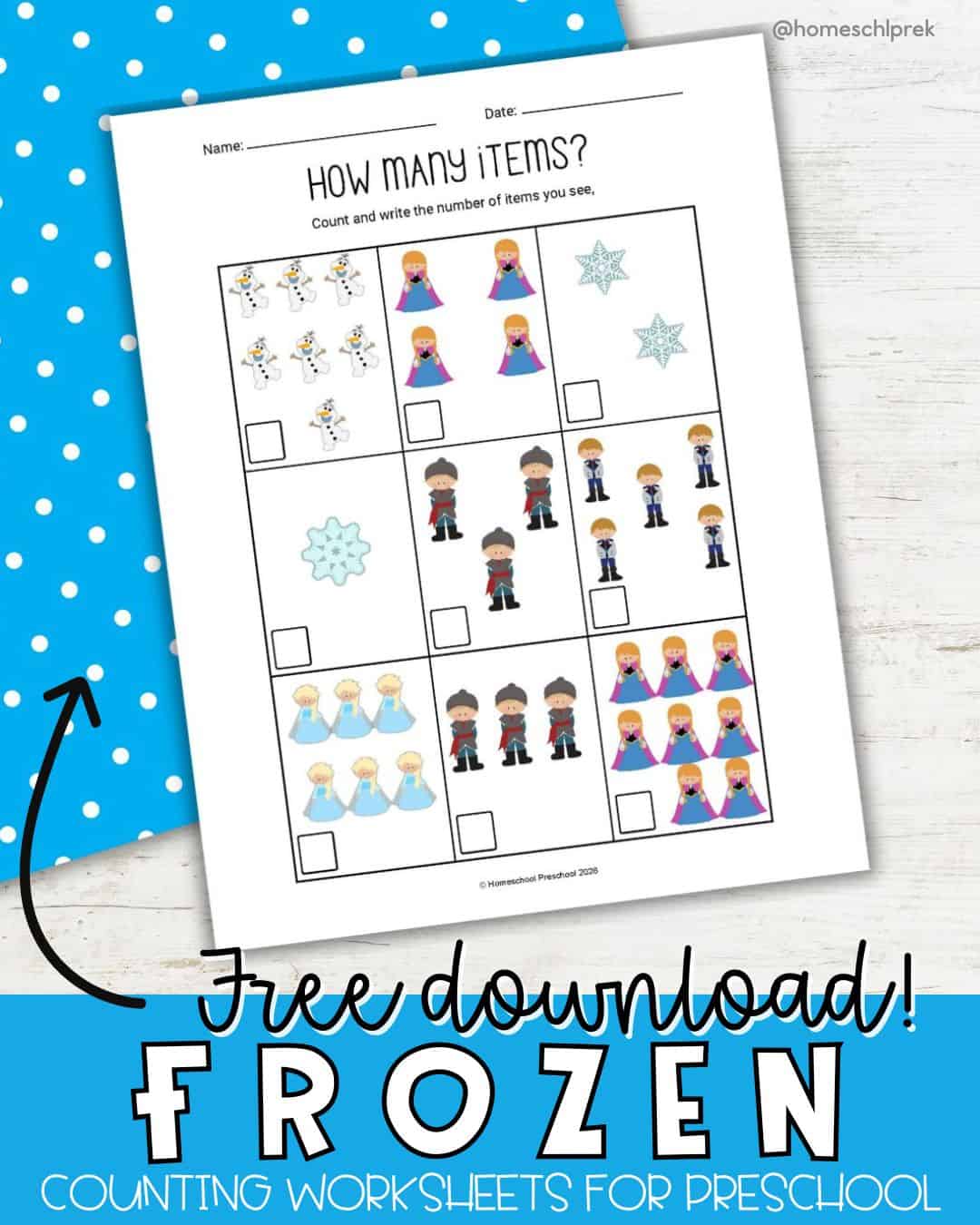 Frozen Counting Worksheets for Preschool