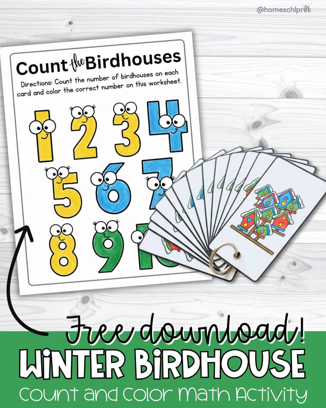 Winter Birdhouse Count and Color Activity