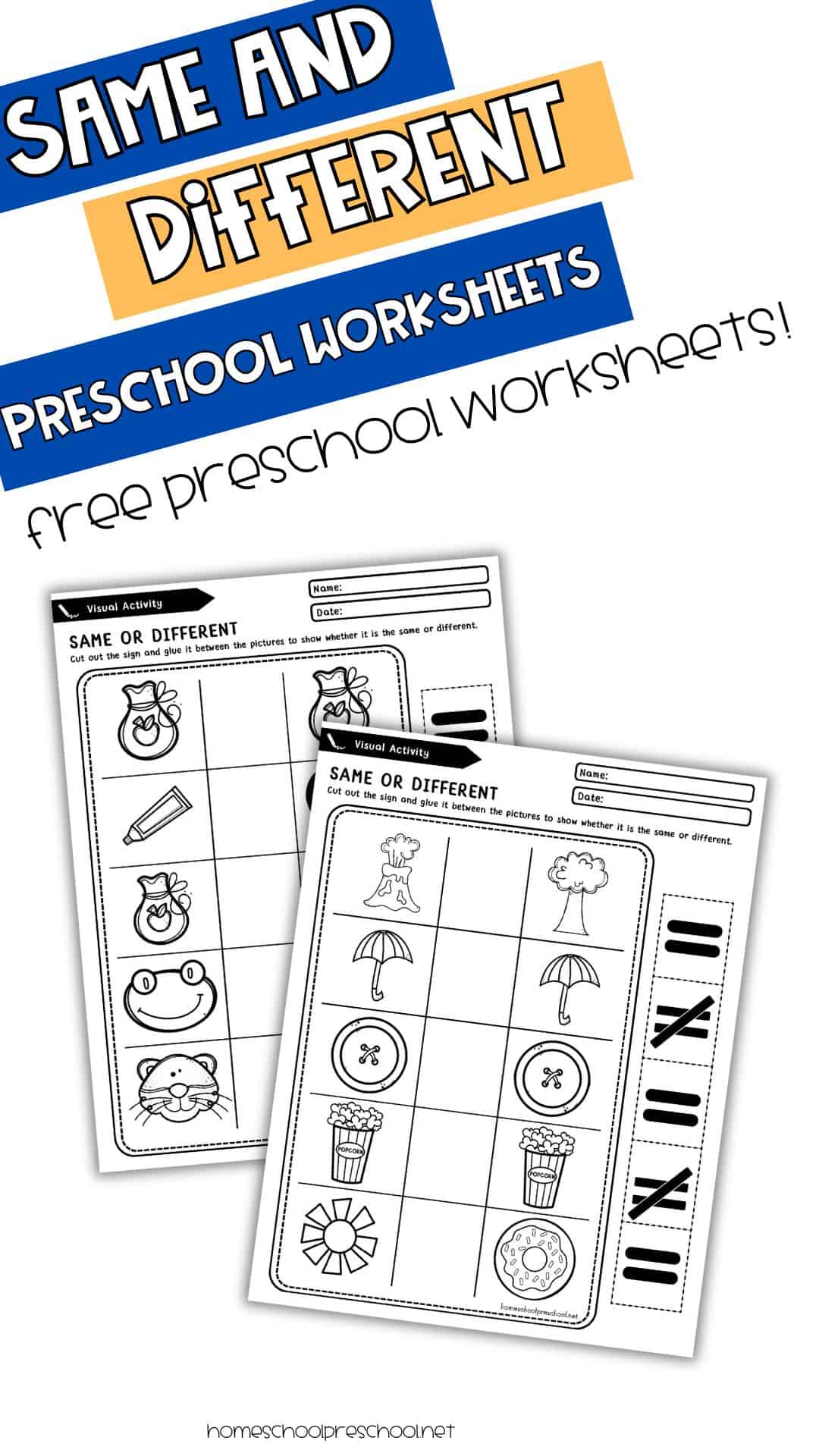 Same and Different Preschool Worksheets