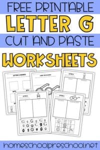 Free Letter G Cut and Paste Worksheets for Preschool
