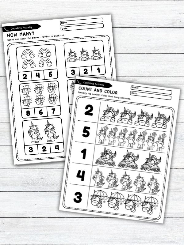 Unicorn Math Worksheets