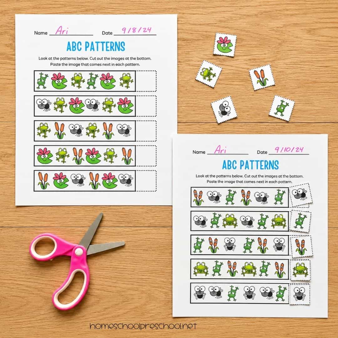Frog Pattern Worksheets Frog ABC Pattern Worksheets - Homeschool Preschool