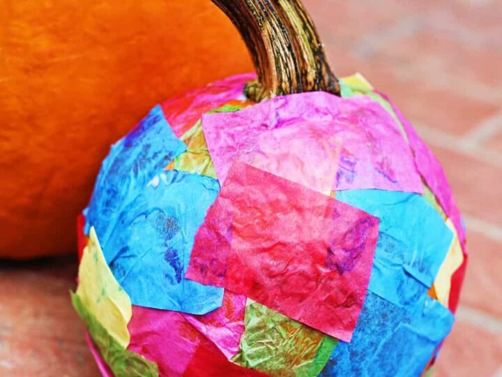 Tissue Paper Pumpkin Decorating