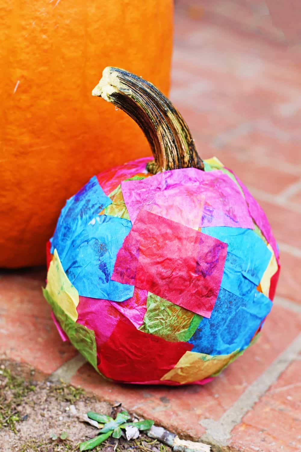 Tissue Paper Pumpkin Decorating Idea