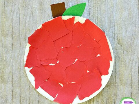 Image for Torn Paper Plate Apple Craft for Preschoolers