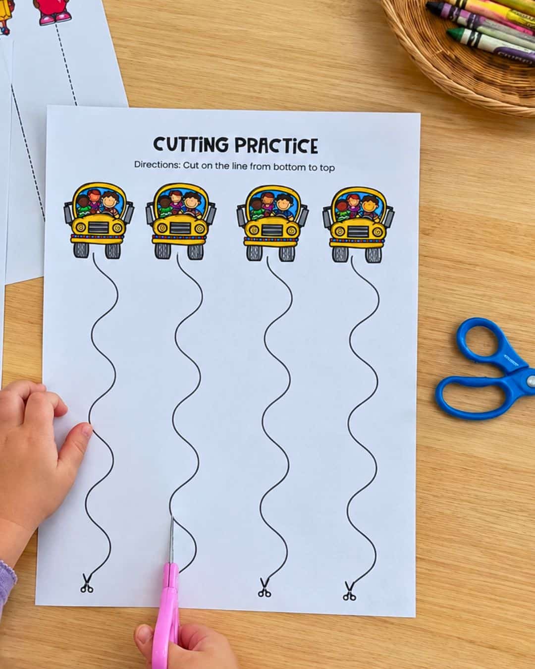 Back to School Cutting Practice Worksheets for Preschoolers